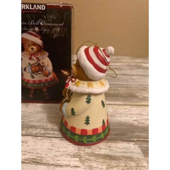 Kirkland Porcelain Bear Bell Ornament w/ Dangling Legs in Box Vintage 2000s - Picture 6 of 12